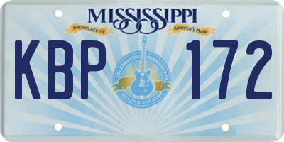 MS license plate KBP172