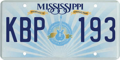 MS license plate KBP193