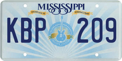 MS license plate KBP209