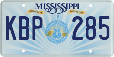MS license plate KBP285