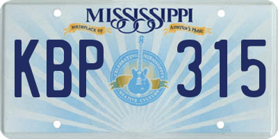 MS license plate KBP315