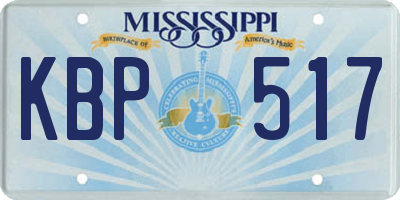 MS license plate KBP517