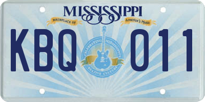 MS license plate KBQ011