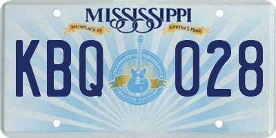 MS license plate KBQ028