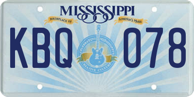 MS license plate KBQ078