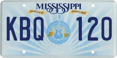 MS license plate KBQ120