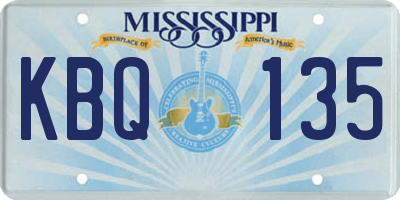 MS license plate KBQ135