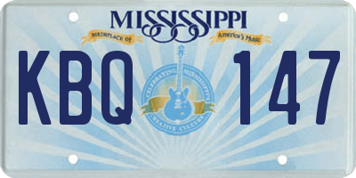 MS license plate KBQ147