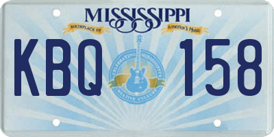 MS license plate KBQ158