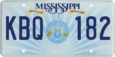 MS license plate KBQ182