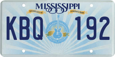 MS license plate KBQ192