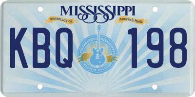 MS license plate KBQ198