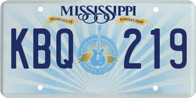 MS license plate KBQ219