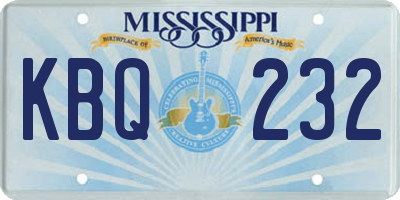 MS license plate KBQ232