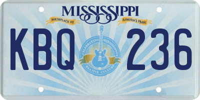 MS license plate KBQ236
