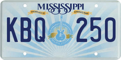 MS license plate KBQ250