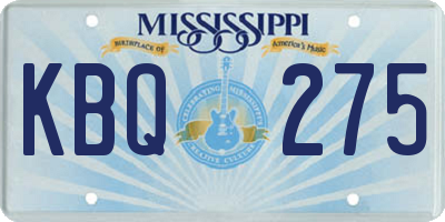 MS license plate KBQ275