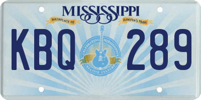 MS license plate KBQ289