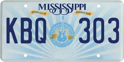 MS license plate KBQ303