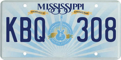 MS license plate KBQ308