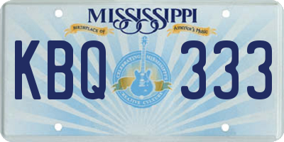 MS license plate KBQ333