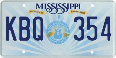 MS license plate KBQ354