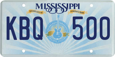 MS license plate KBQ500