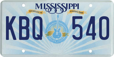 MS license plate KBQ540