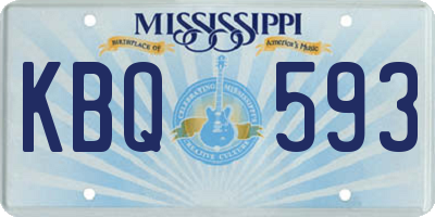 MS license plate KBQ593