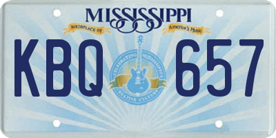 MS license plate KBQ657