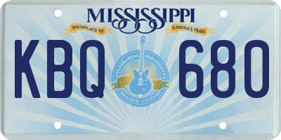 MS license plate KBQ680