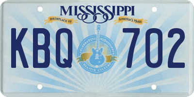 MS license plate KBQ702