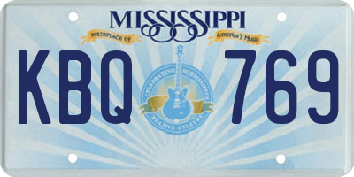 MS license plate KBQ769