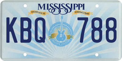 MS license plate KBQ788