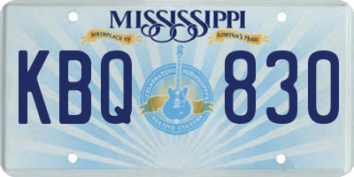 MS license plate KBQ830