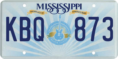 MS license plate KBQ873