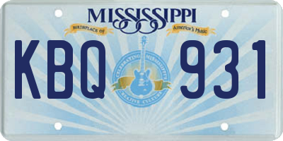 MS license plate KBQ931