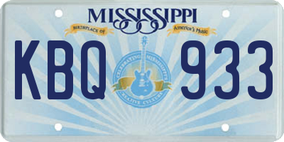 MS license plate KBQ933