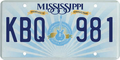 MS license plate KBQ981