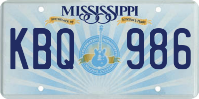 MS license plate KBQ986