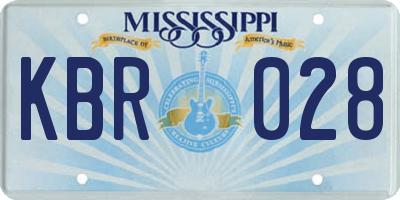 MS license plate KBR028