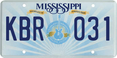MS license plate KBR031