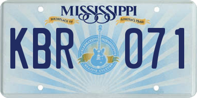 MS license plate KBR071