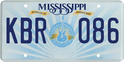 MS license plate KBR086