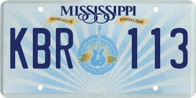 MS license plate KBR113