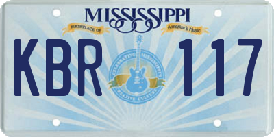 MS license plate KBR117