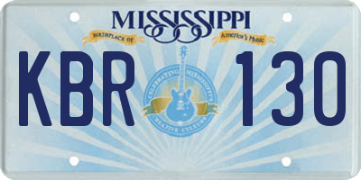 MS license plate KBR130