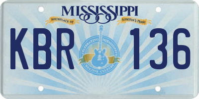MS license plate KBR136