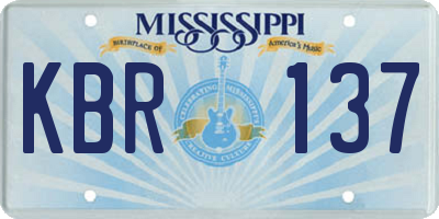 MS license plate KBR137