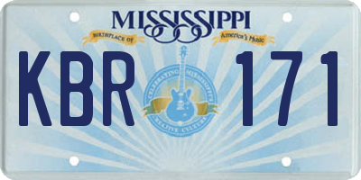 MS license plate KBR171